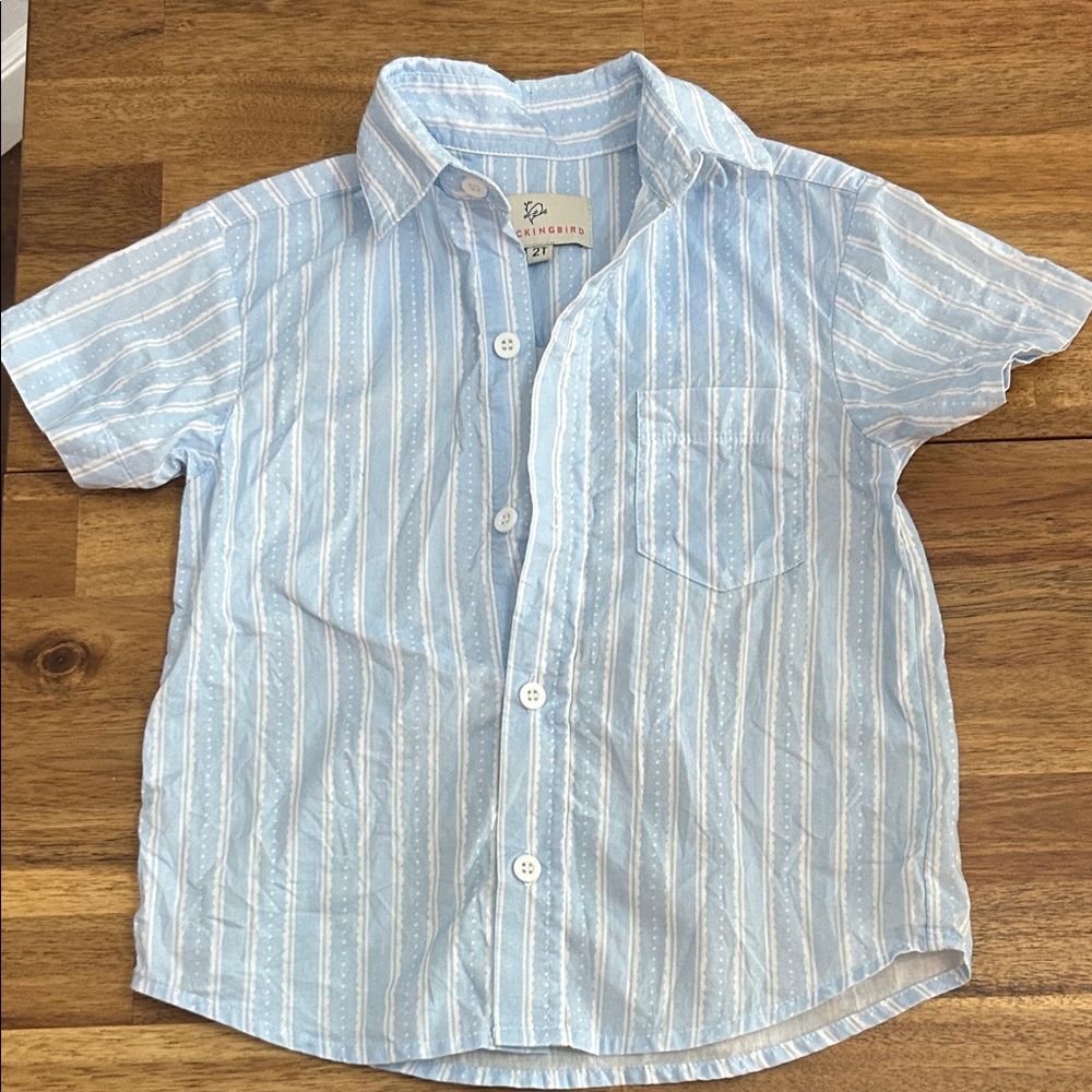 Blue Patterned Boys Smockingbird Shirt